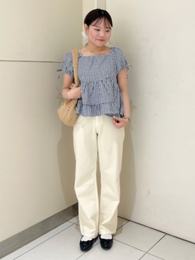 「flower（フラワー）のアーリーサマーバッグ（ショルダーバッグ、ブラウン系）」を使った、flowerさん（レディース・164cm）の夏コーディネート