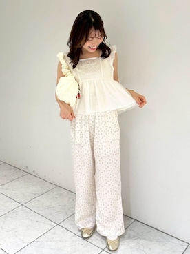 「花柄トップス」｜flowerさん（レディース・151cm）の夏コーディネート