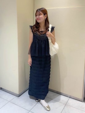 「flower（フラワー）のドロップパールネックレス（ネックレス）」を使った、flowerさん（レディース・147cm）の夏コーディネート