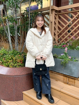 「アイテム（ノーカラーコート）」を使った、flowerさん（レディース・151cm）の冬コーディネート