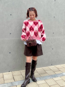 「アイテム（バレッタ/ヘアクリップ）」を使った、flowerさん（レディース・152cm）の秋コーディネート