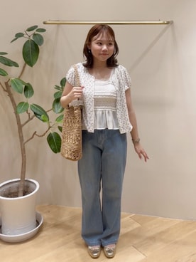 「アイテム（カーディガン/ボレロ）」を使った、flowerさん（レディース・153cm）の夏コーディネート