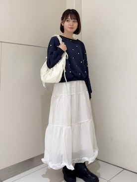 「ネイビー×ホワイト」｜flowerさん（レディース・151cm）の秋コーディネート