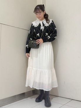 「アイテム（付け襟）」を使った、flowerさん（レディース・161cm）の秋コーディネート