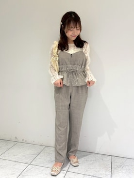 「バレエシューズ」｜「アイテム（オールインワン・サロペット）」を使った、flowerさん（レディース・151cm）の夏コーディネート