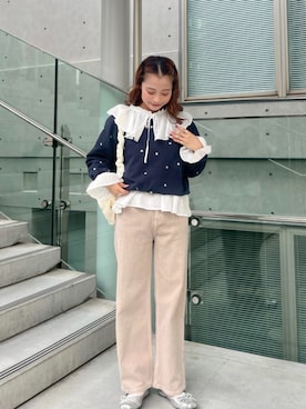 「アイテム（バレッタ/ヘアクリップ）」を使った、flowerさん（レディース・152cm）の秋コーディネート