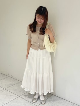 「シアーカーディガン」｜flowerさん（レディース・147cm）の夏コーディネート