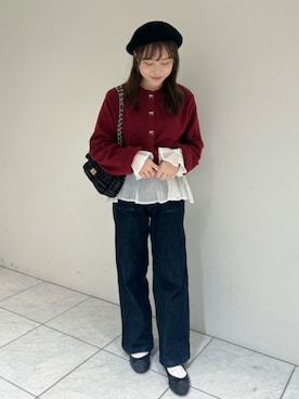 「アイテム（ハンチング/ベレー帽）」を使った、flowerさん（レディース・151cm）の秋コーディネート