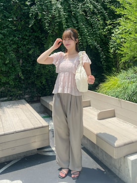 「シア―ブラウス」｜flowerさん（レディース・164cm）の夏コーディネート
