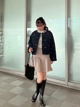 「アイテム（ノーカラーコート）」を使った、flowerさん（レディース・161cm）の秋コーディネート