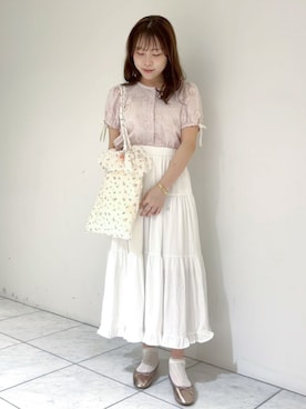 「ティアードスカート」｜flowerさん（レディース・151cm）の夏コーディネート