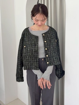 「アイテム（ノーカラージャケット）」を使った、flowerさん（レディース・160cm）の秋コーディネート