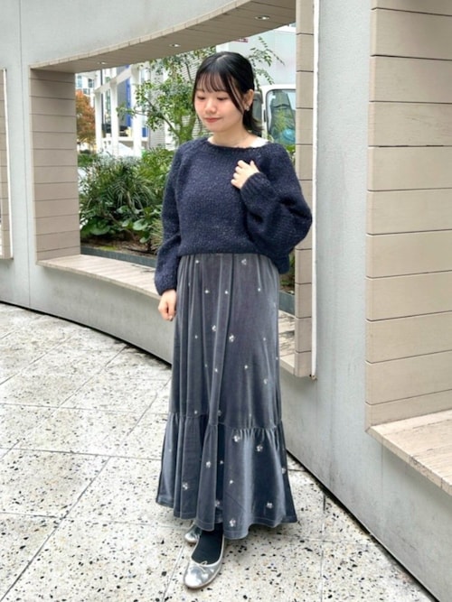 エンブロイダリーベロアワンピース flower ワンピース ベロアエンブロイダリーワンピース : ZOZOTOWN