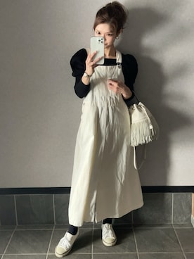 「coca（coca）（コカ）のアイテム（サロペット/オーバーオール）」を使った、さやさん（レディース・158cm）の春コーディネート