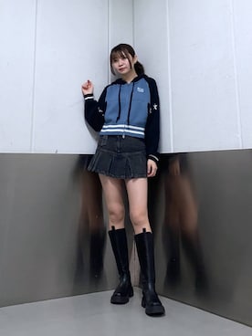 「3.3 Field Trip （3.3フィールドトリップ）の3.3 Field Trip／プリーツデニムスカート 2977561（デニムスカート）」を使った、RANAさん（レディース・171cm）の春コーディネート