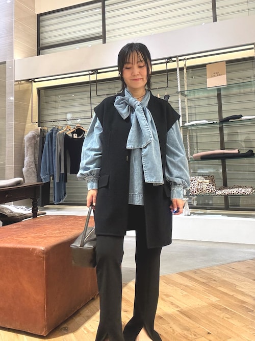 【Whim Gazette】DENIM ボウブラウス ボウタイ Whim Gazette(ウィム ガゼット)｜DENIMボウブラウス/インディゴブルー