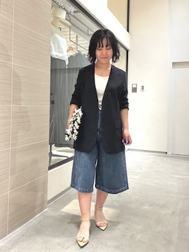 「Drawing Numbers（ドローイング ナンバーズ）のアイテム（トップス）」を使った、take3momさん（レディース・149cm）の春コーディネート