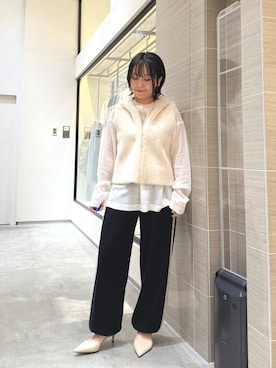 「Whim Gazette（ウィムガゼット）のアイテム（ベスト）」を使った、take3momさん（レディース・149cm）の秋コーディネート