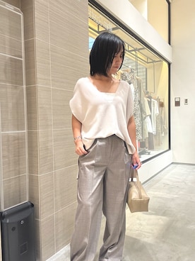 「アイテム（スラックス）」を使った、take3momさん（レディース・149cm）の夏コーディネート