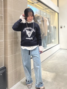 「Whim Gazette（ウィムガゼット）の【Hoaw.】シルバービース ロングネックレス（ネックレス）」を使った、take3momさん（レディース・149cm）の秋コーディネート