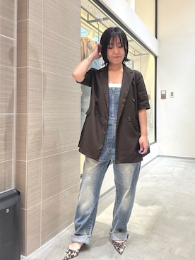 「アイテム（つなぎ/オールインワン）」を使った、take3momさん（レディース・149cm）の夏コーディネート