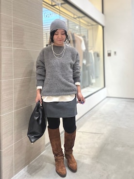 「Whim Gazette（ウィムガゼット）の【Hoaw.】シルバービース ロングネックレス（ネックレス）」を使った、take3momさん（レディース・149cm）の秋コーディネート