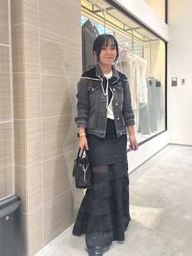 「アイテム（デニムジャケット）」を使った、take3momさん（レディース・149cm）の秋コーディネート