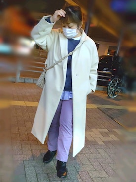 「coca（coca）（コカ）のアイテム（チェスターコート）」を使った、mineさん（レディース・152cm）の冬コーディネート