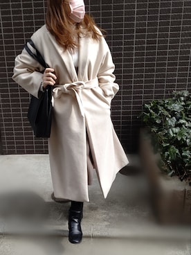 「coca（coca）（コカ）のアイテム（チェスターコート）」を使った、mineさん（レディース・152cm）の冬コーディネート