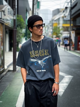 「MSML（エムエスエムエル）のアイテム（アクセサリー）」を使った、TANAKA (GARDEN CREW)さん（メンズ・173cm）の秋コーディネート