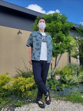 「アイテム（スラックス）」を使った、mandreamさん（メンズ・170cm・50代）の夏コーディネート