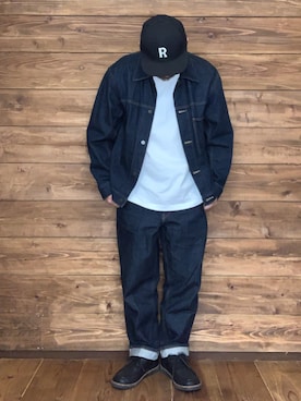 「アイテム（モカシン/デッキシューズ）」を使った、ISOPさん（メンズ・170cm）の春コーディネート