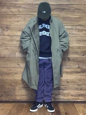 「ROKX（ロックス）のアイテム（パンツ）」を使った、ISOPさん（メンズ・170cm）の冬コーディネート