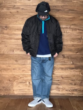 「アイテム（ベスト）」を使った、ISOPさん（メンズ・170cm）の冬コーディネート