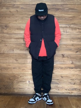「アイテム（ダウンベスト）」を使った、ISOPさん（メンズ・170cm）の冬コーディネート