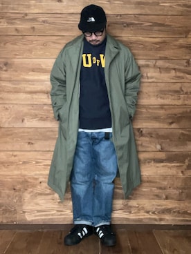 「アイテム（トレンチコート）」を使った、ISOPさん（メンズ・170cm）の冬コーディネート