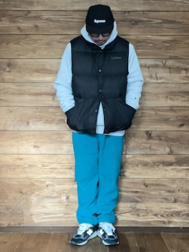 「アイテム（ダウンベスト）」を使った、ISOPさん（メンズ・170cm）の春コーディネート