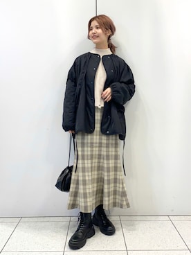 「レイヤード風」｜「アイテム（ジャケット/アウター）」を使った、aiさん（レディース・161cm）の秋コーディネート