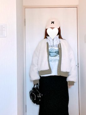 「niko and...（ニコアンド）のアイテム（ブルゾン）」を使った、r❁さん（レディース・156cm）の冬コーディネート