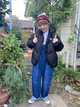 「アイテム（サロペット/オーバーオール）」を使った、鈴石 風さん（レディース・156cm）の冬コーディネート