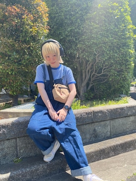 「KELTY（ケルティ）のKELTY/ケルティ RECTANGLE ZIP SHOULDER ショルダーバッグ ワンポイント ロゴ ショルダーポーチ（ショルダーバッグ、ベージュ系）」を使った、鈴石 風さん（レディース・156cm）の春コーディネート