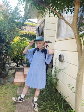「アイテム（帽子）」を使った、鈴石 風さん（レディース・156cm）の夏コーディネート