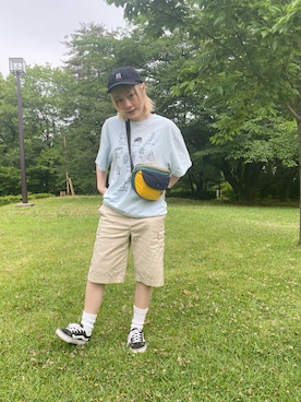 「usedのアイテム（キャップ、ブラック系）」を使った、鈴石 風さん（レディース・156cm）の春コーディネート