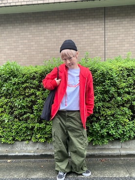 「アイテム（カーゴパンツ）」を使った、鈴石 風さん（レディース・156cm）の秋コーディネート