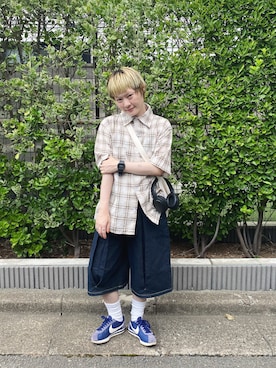 「アイテム（デジタル腕時計）」を使った、鈴石 風さん（レディース・156cm）の夏コーディネート