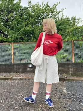 「NIKE（ナイキ）のアイテム（トップス）」を使った、鈴石 風さん（レディース・156cm）の夏コーディネート
