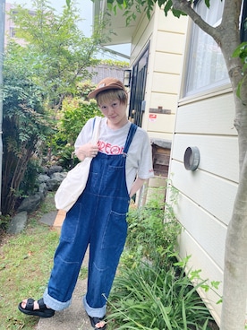 「メンズライク」｜「アイテム（サロペット/オーバーオール）」を使った、鈴石 風さん（レディース・156cm）の夏コーディネート