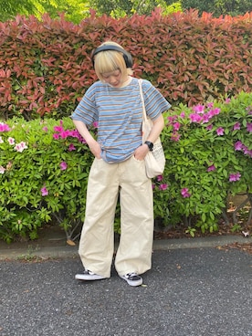 「FRUIT OF THE LOOM（フルーツオブザルーム）のアイテム」を使った、鈴石 風さん（レディース・156cm）の春コーディネート