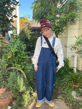 「アイテム（サロペット/オーバーオール）」を使った、鈴石 風さん（レディース・156cm）の秋コーディネート