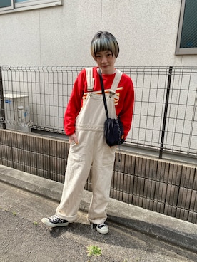 「kutir（クティール）のアイテム（オールインワン・サロペット）」を使った、鈴石 風さん（レディース・155cm）の春コーディネート